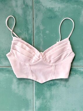 Alice Elle Blush Pink Pleated Bustier Corset Crop Top Size 6